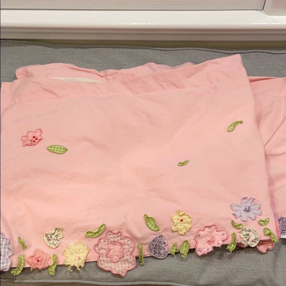 HP • Pottery Barn Garden Floral Pink Valance Curtain Set